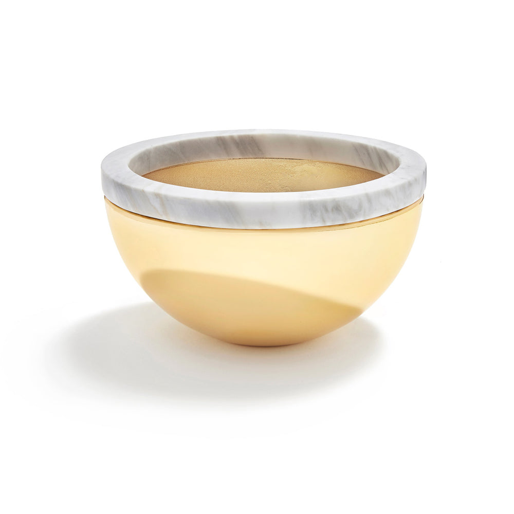 Dual Bowl, Carrara Marble & Gold - ANNA New York