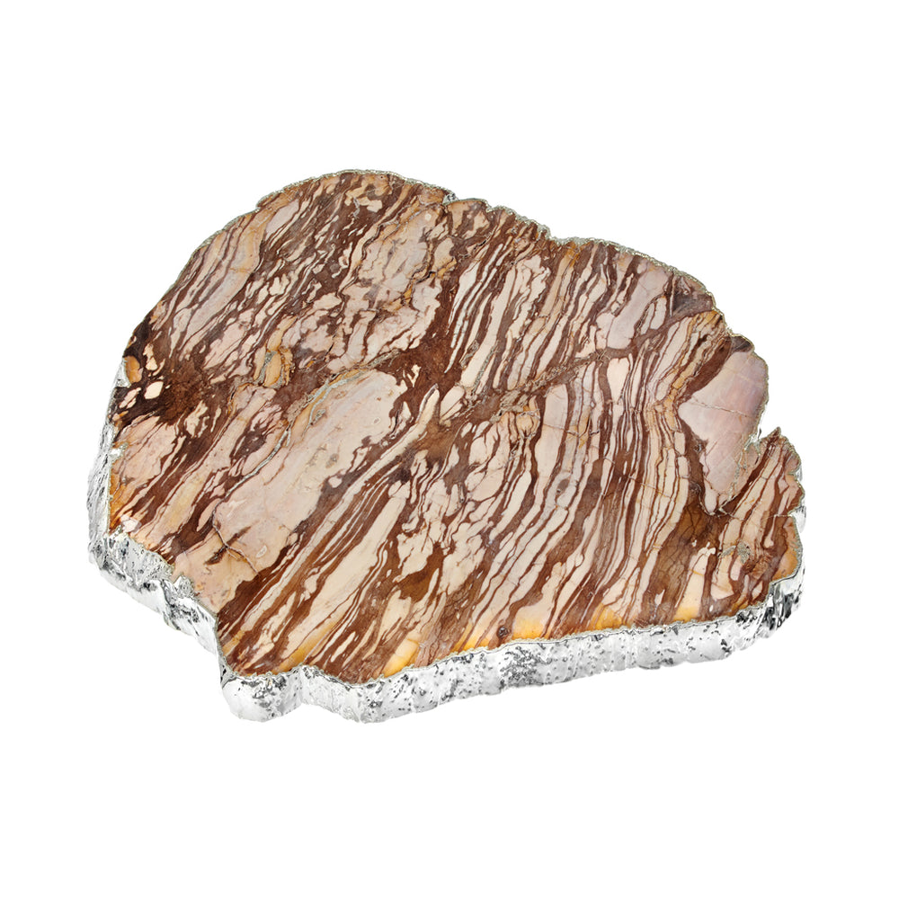 Kiva Platter, Zebra Jasper & Silver, Large - ANNA New York