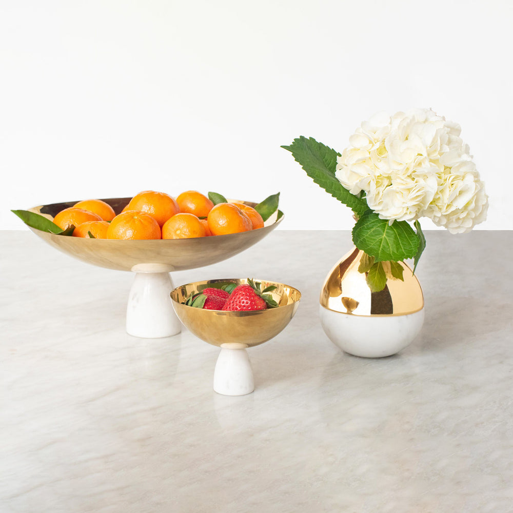 Coluna Fruit Bowl, Marble & Gold - ANNA New York