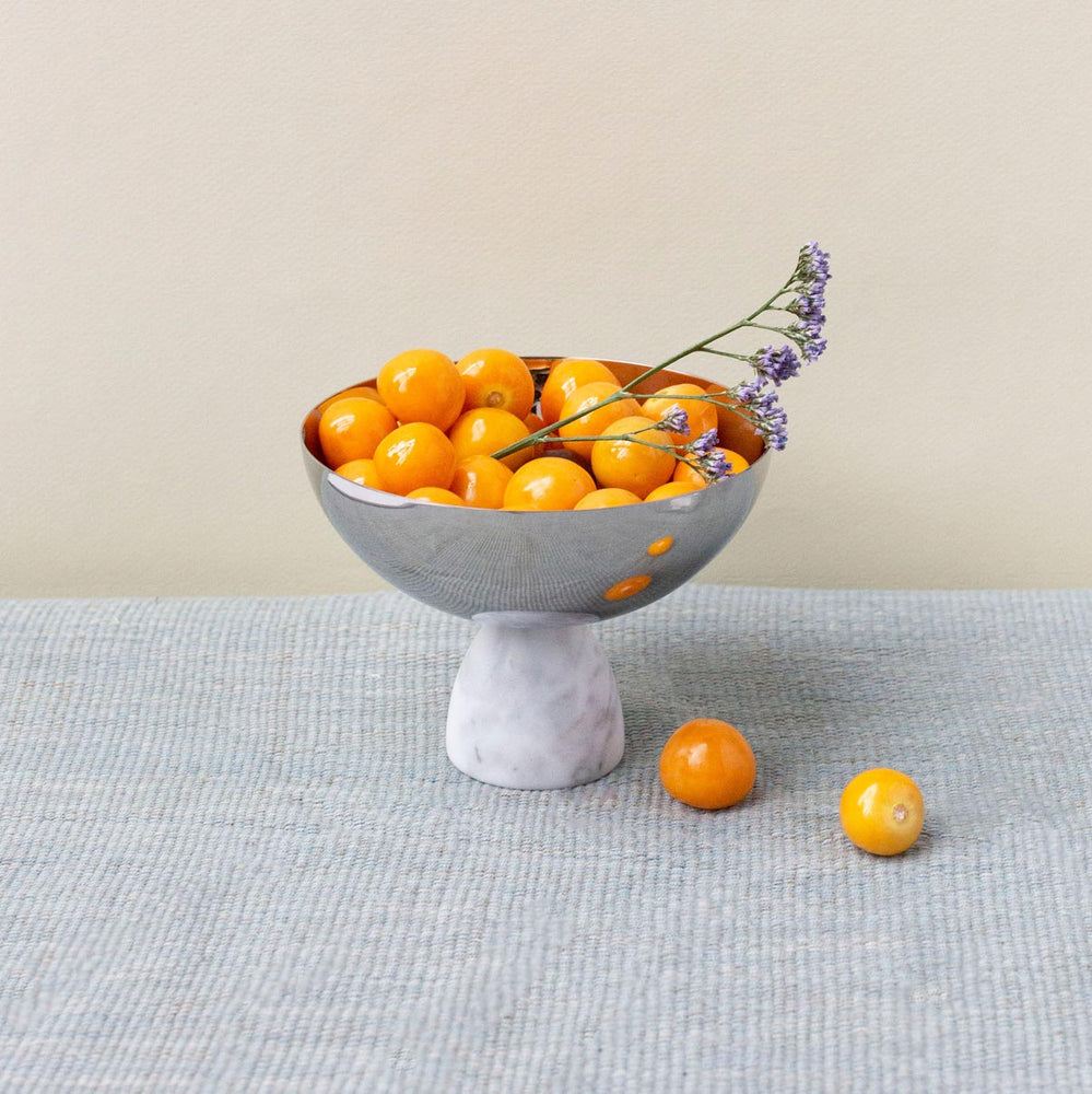 Coluna Nut Bowl, Marble & Silver - ANNA New York