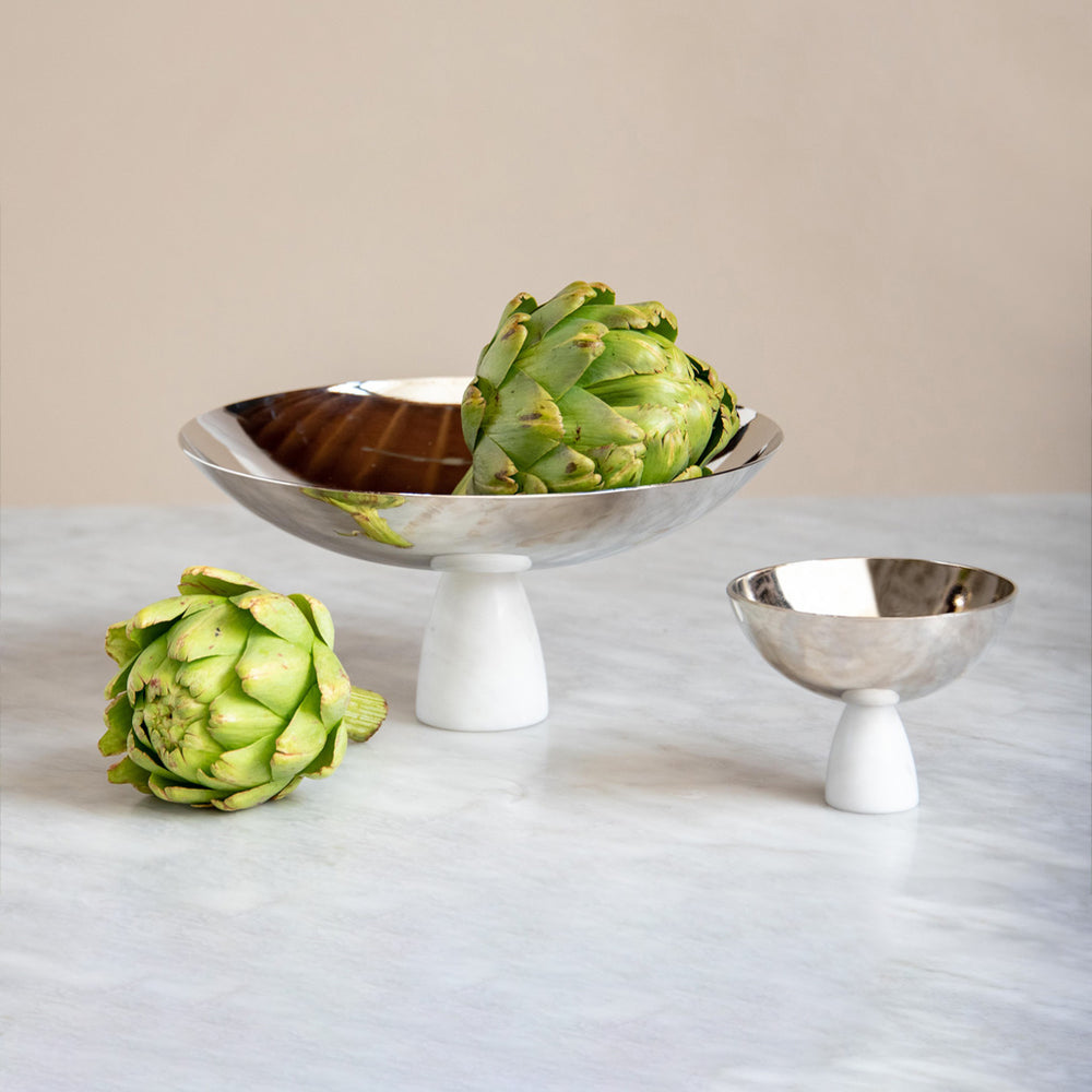 Coluna Nut Bowl, Marble & Silver - ANNA New York