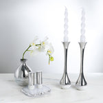 Dual Candleholders Marble & Silver, Set of 2 - ANNA New York