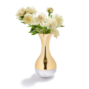 Coluna Dual Vase, Marble & Gold