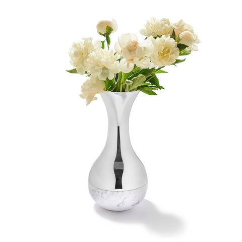 Coluna Dual Vase, Marble & Silver - ANNA New York