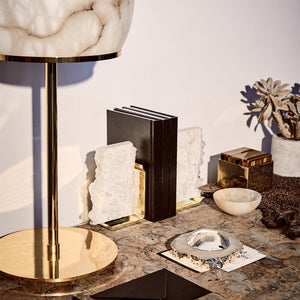 Fim Bookends, Crystal Quartz & Gold, Set of 2 - ANNA New York