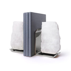 Fim Bookends, Crystal Quartz & Silver, Set of 2 - ANNANewYork