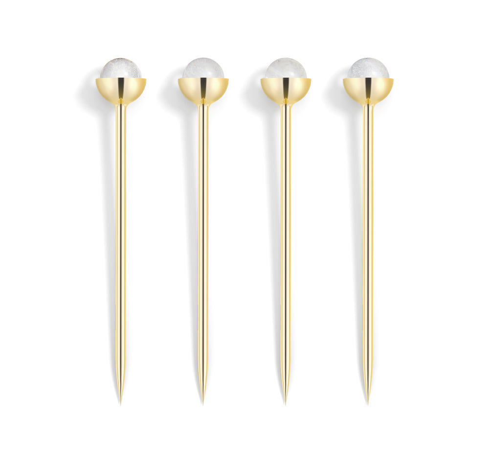 
            
                Load image into Gallery viewer, Hospitality Cocktail Picks, Gold &amp;amp; Crystal, Set of 4 - ANNA New York
            
        