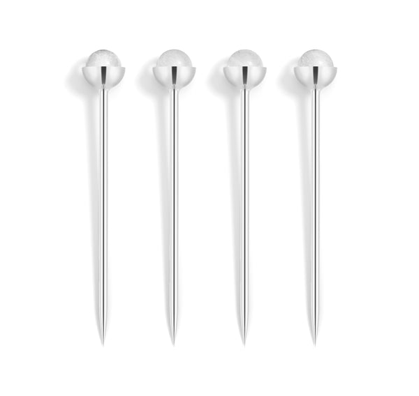 Hospitality Cocktail Picks, Silver & Crystal, Set of 4