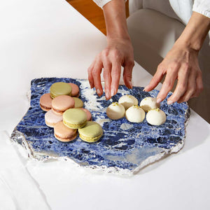 Kiva Platter, Sodalite & Silver, Large - ANNA New York