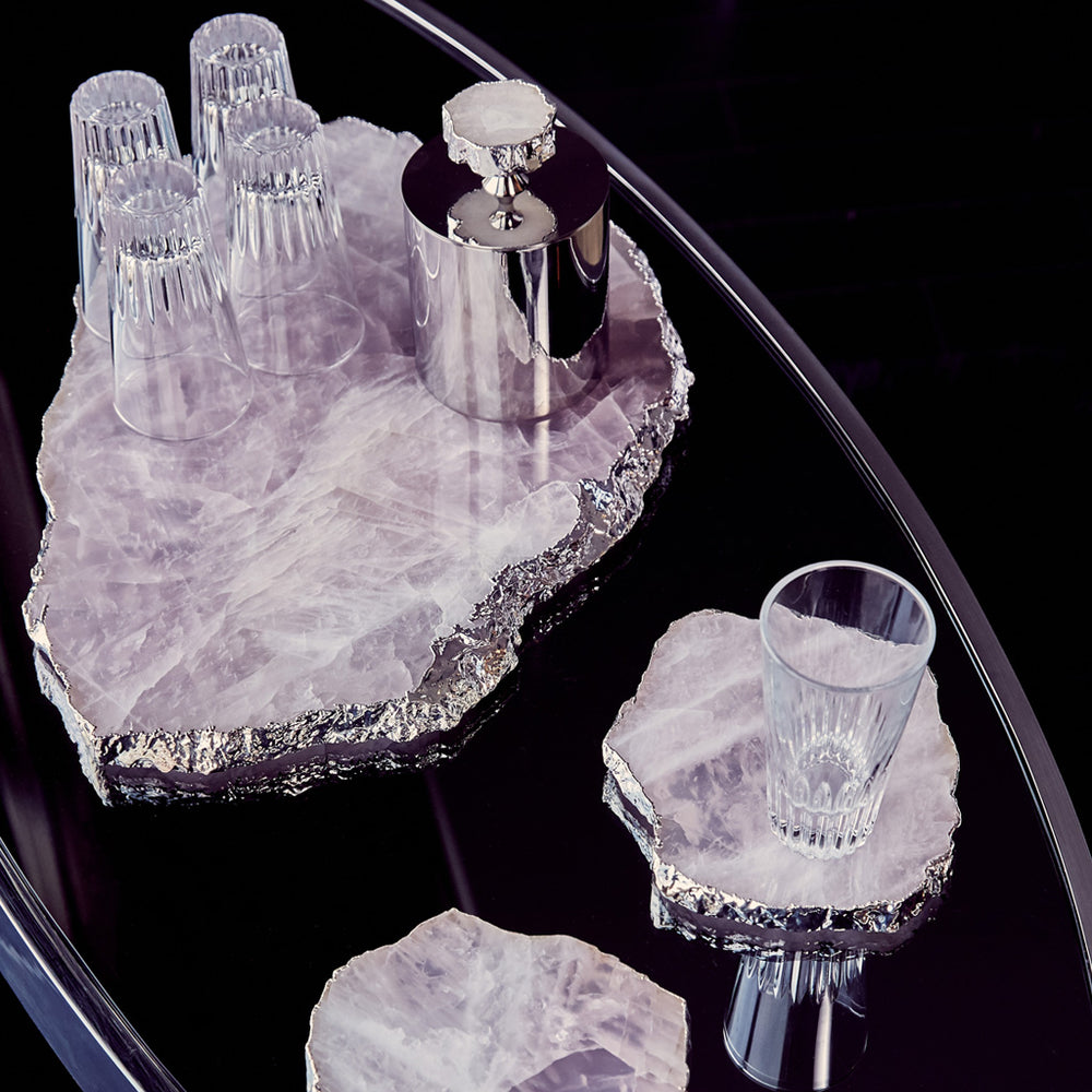 
            
                Load image into Gallery viewer, Kivita Coasters, Rose Quartz &amp;amp; Silver - ANNA New York
            
        