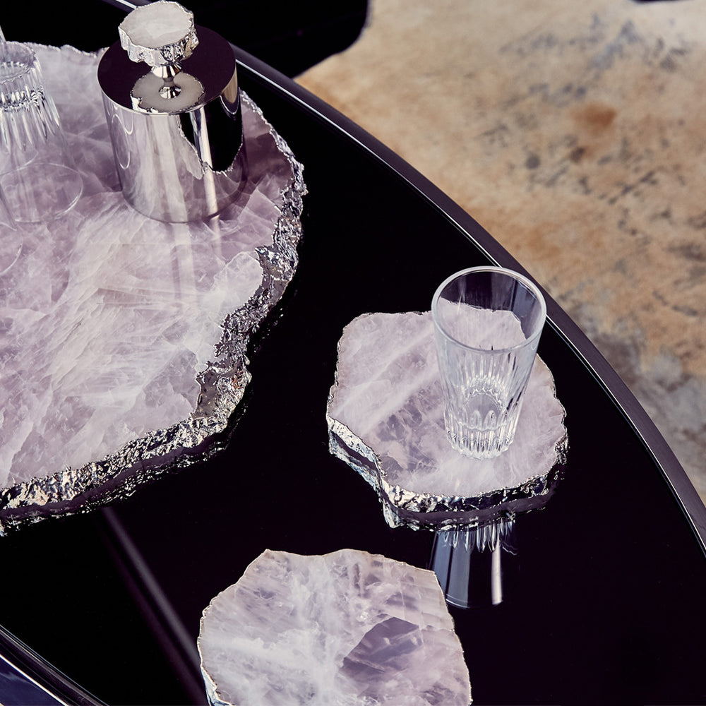 Kivita Coasters, Rose Quartz & Silver - ANNA New York