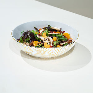 Talianna Lily Pad Serving Bowl, White & Gold