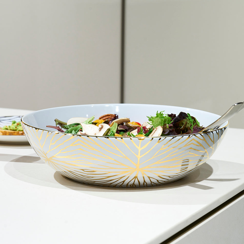 Talianna Lily Pad Serving Bowl, White & Gold