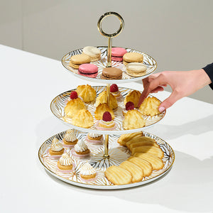 Talianna Lily Pad 3 Tiered Stand, White & Gold