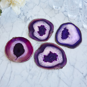 Pedra Coasters, Eggplant Agate, Set of 4 - ANNA New York