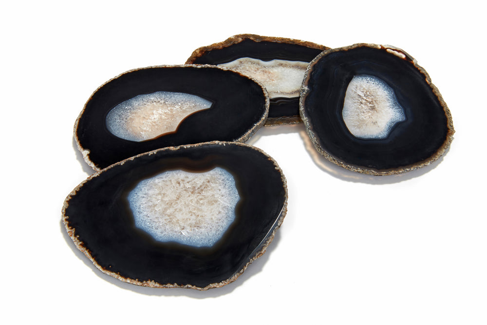 
            
                Load image into Gallery viewer, Pedra Coasters, Midnight Agate, Set of 4 - ANNA New York
            
        