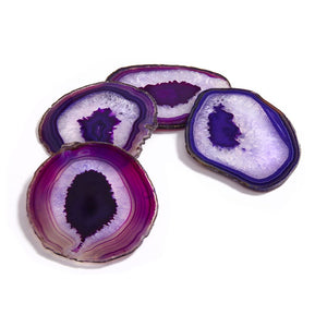 Pedra Coasters, Eggplant Agate, Set of 4 - ANNA New York