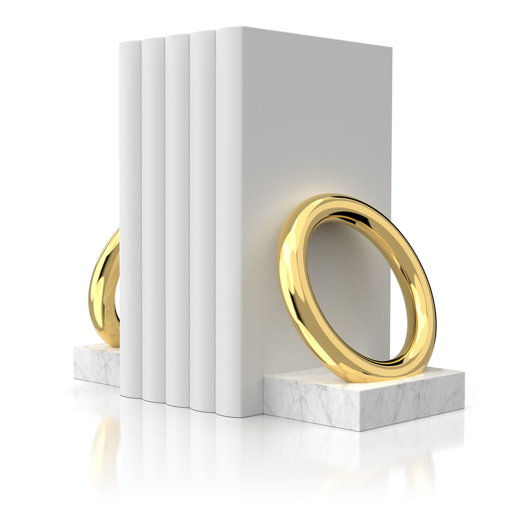 Ring Bookends, Marble & Gold, Set of 2 - ANNA New York