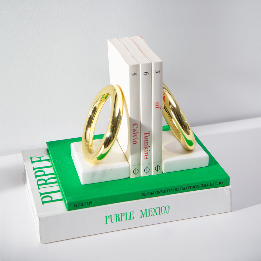 Ring Bookends, Marble & Gold, Set of 2 - ANNA New York