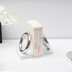 Ring Bookends, Marble & Silver, Set of 2 - ANNA New York