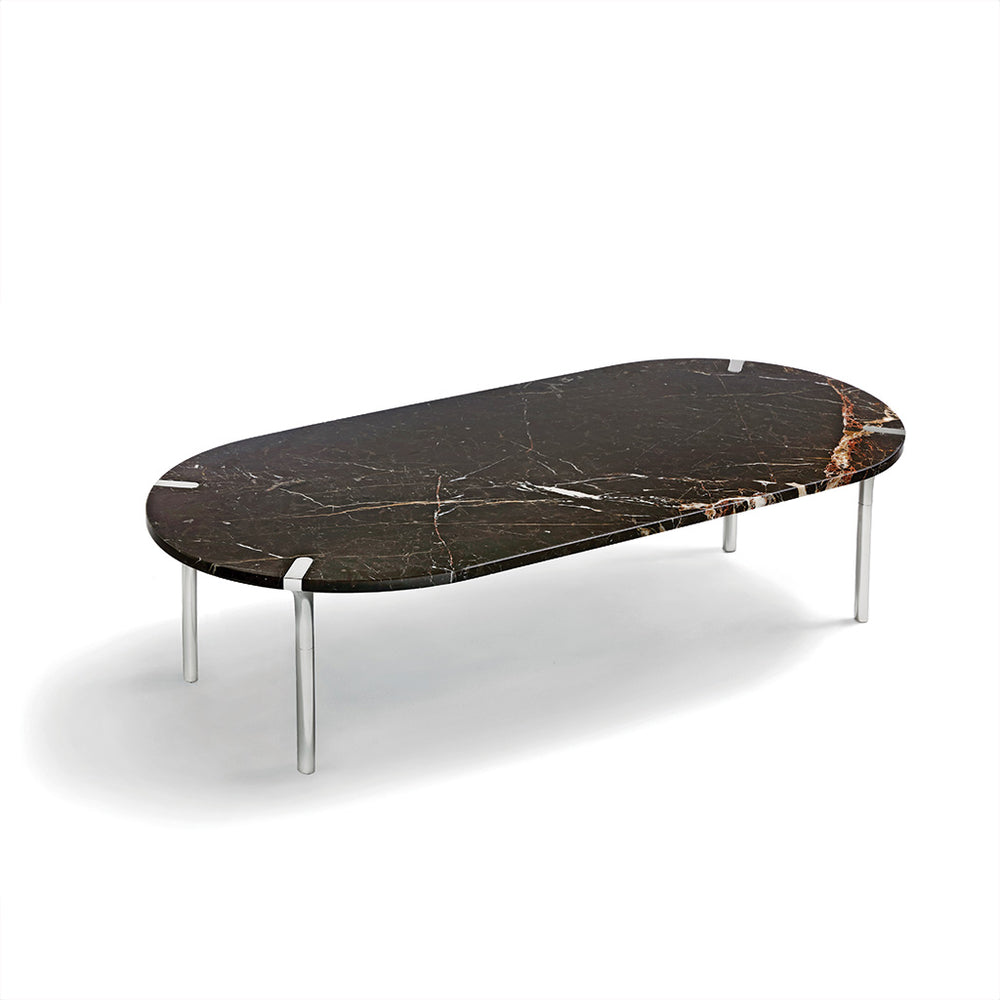 Sereno Coffee Table, St. Laurent Marble & Silver - ANNA New York