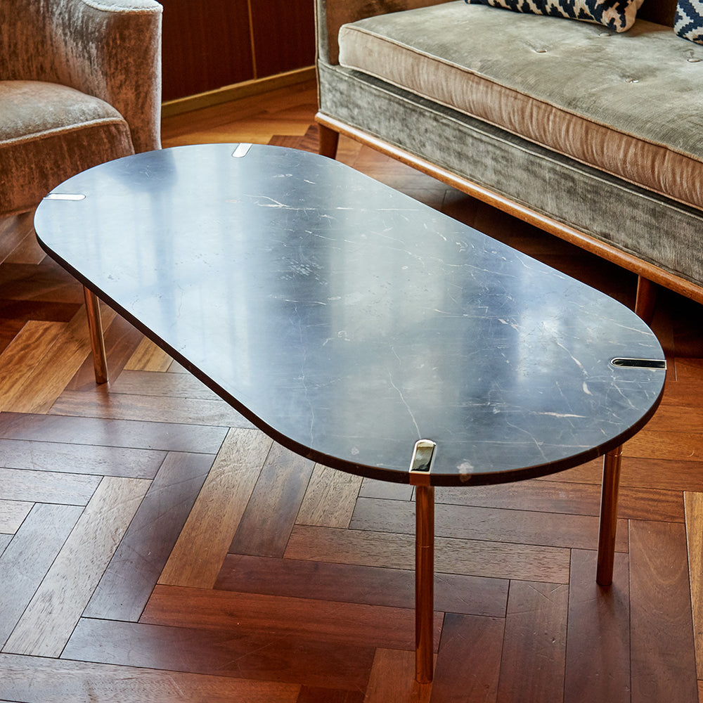 Sereno Coffee Table, St. Laurent Marble & Silver - ANNA New York