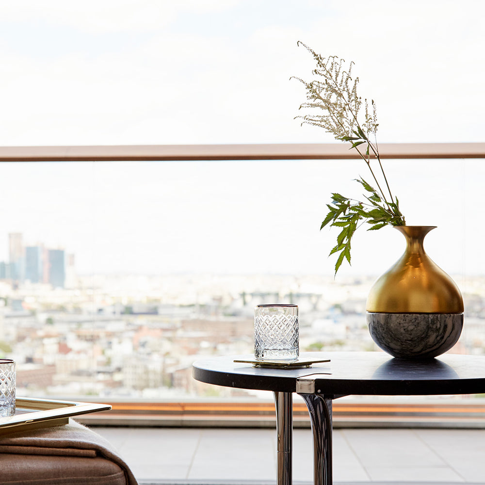 Sereno Coffee Table, St. Laurent Marble & Silver - ANNA New York