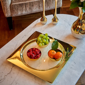 Sereno Coffee Table, Calcutta Marble & Gold - ANNA New York