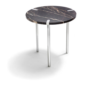 Sereno End Table, St. Laurent Marble & Silver - ANNA New York