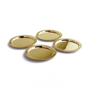 Striations Coasters in Holder, Gold, Set of 4 - ANNA New York