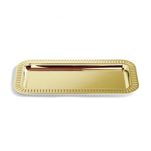 Striations Serving Tray Small Rectangle, Gold - ANNA New York