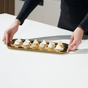 Striations Serving Tray Small Rectangle, Gold - ANNA New York