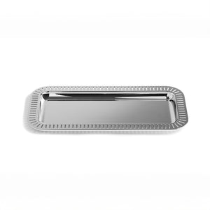 Striations Serving Tray Small Rectangle, Silver - ANNA New York