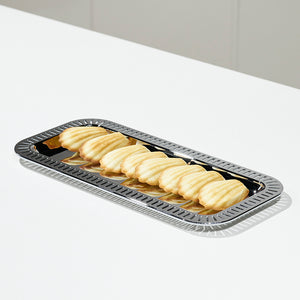 Striations Serving Tray Small Rectangle, Silver - ANNA New York