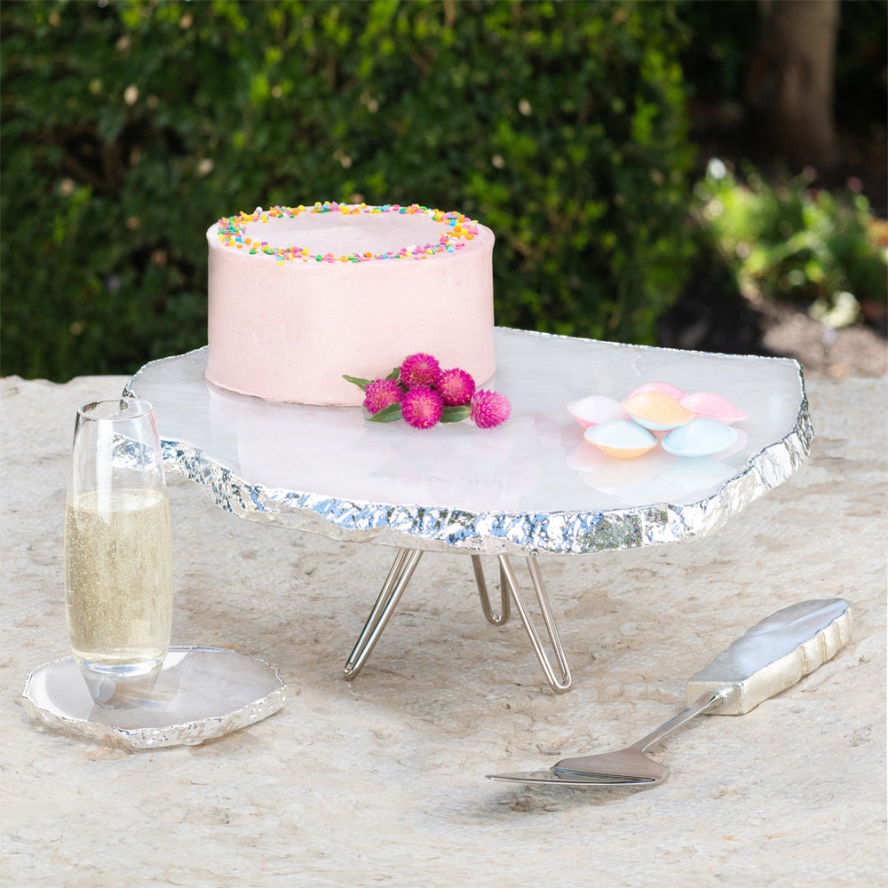 Torta Cake Stand, Crystal & Silver - ANNA New York