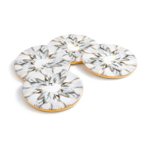 Talianna Alabaster Coasters S/4, Grey/Gold - ANNA New York