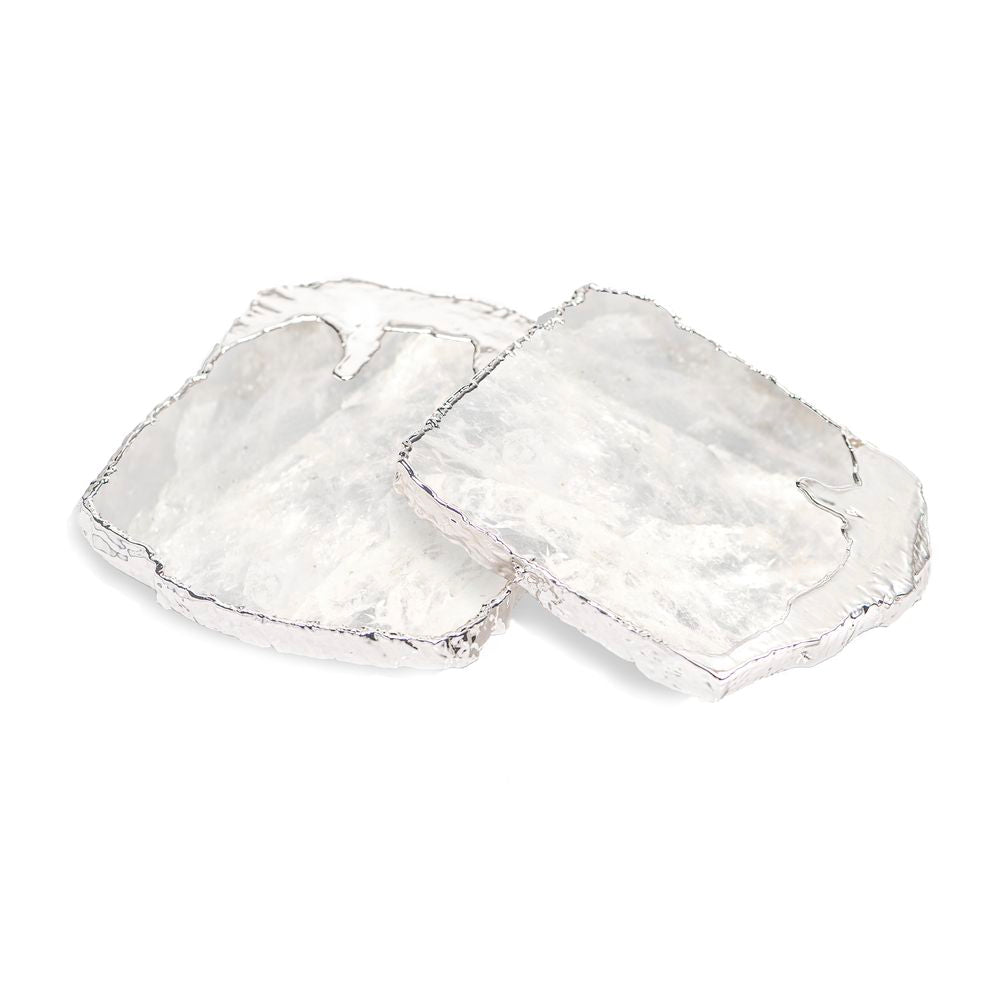 Drip Gemstone Coaster Set Crystal/ Silver - ANNA New York