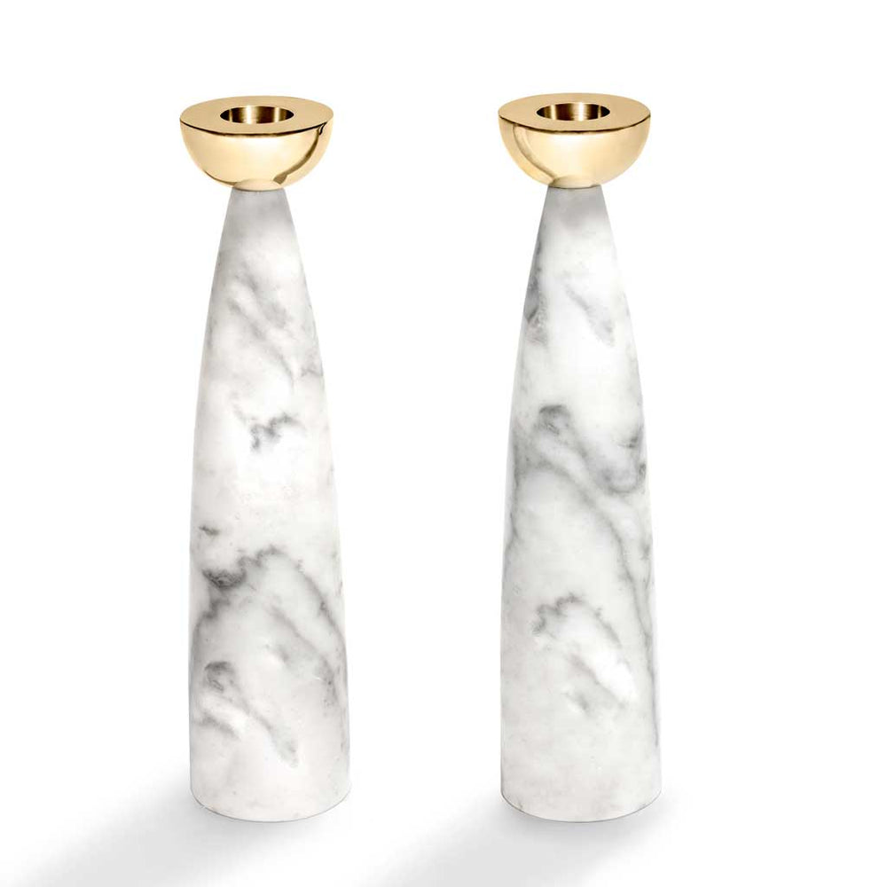 Coluna Candle Holders Marble / Gold - ANNA New York