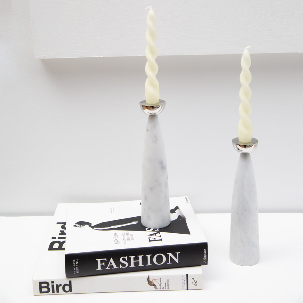 Coluna Candle Holders Marble / Silver - ANNA New York