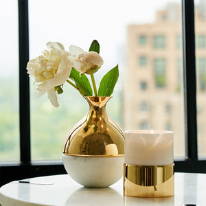 
            
                Load image into Gallery viewer, Dual Bud Vase Marble / Gold - ANNA New York
            
        