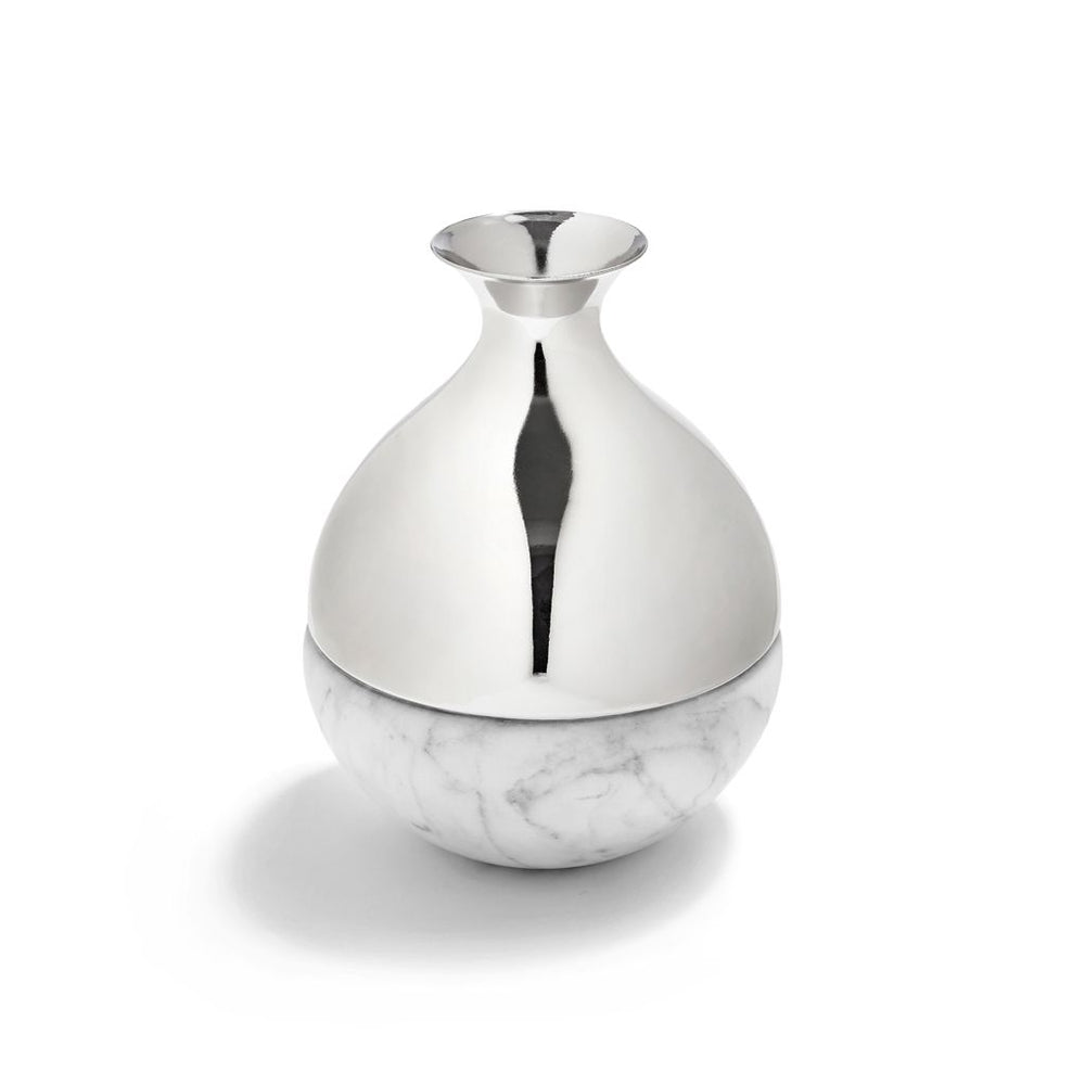 Dual Bud Vase, Carrara Marble & Silver - ANNA New York