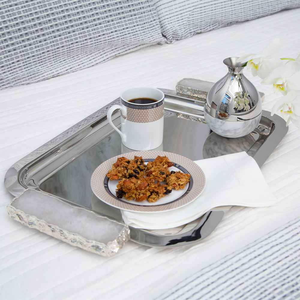 Hospitality Tray, Silver & Crystal