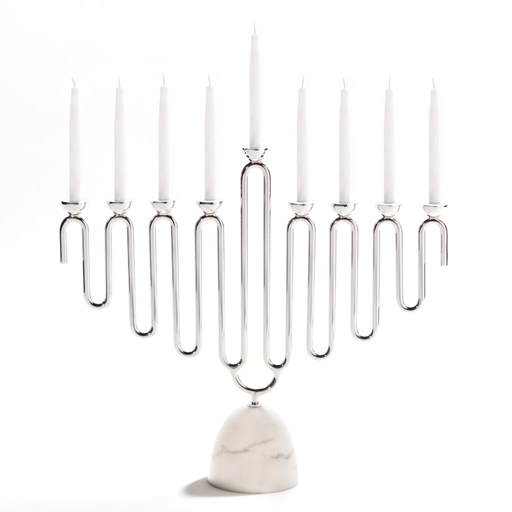 Coluna Menorah, Marble & Silver