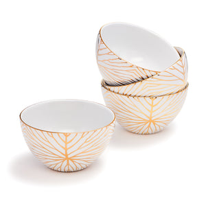 Talianna Lilypad Dessert Bowls S/4, White w/Gold - ANNA New York