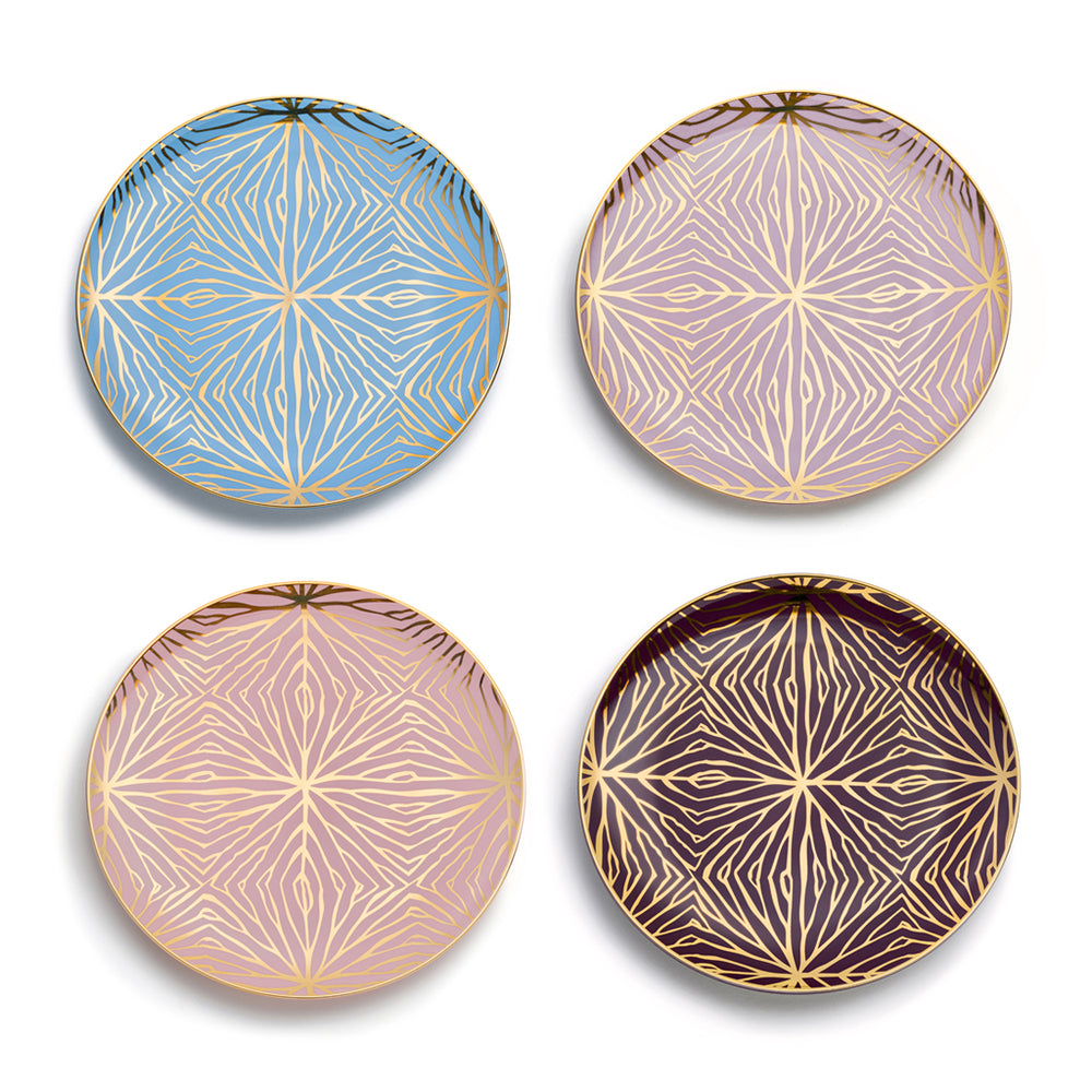 Talianna Lilypad Dessert Plates S/4, Colors w/Gold - ANNA New York