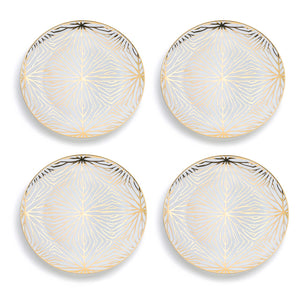 Talianna Lilypad Dessert Plates S/4, White w/Gold - ANNA New York