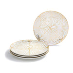 Talianna Lilypad Dessert Plates S/4, White w/Gold - ANNA New York
