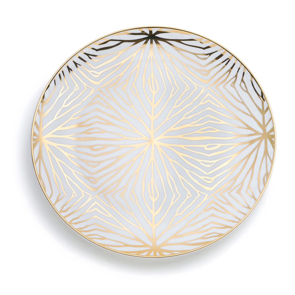 Talianna Lilypad Dessert Plates S/4, White w/Gold - ANNA New York