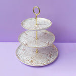 Talianna Lilypad 3-Tiered Stand, White w/Gold - ANNA New York