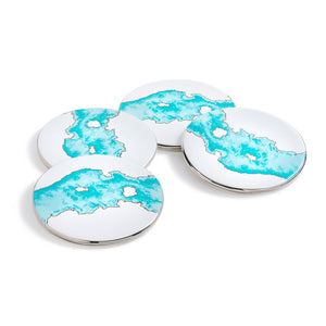 Talianna Ocean Coasters S/4, Blue/Silver - ANNA New York